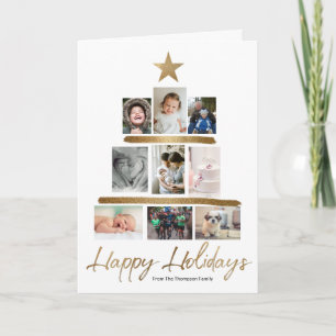 Cartão De Festividades Foto da família Árvore de Natal Colagem Ano em Rev