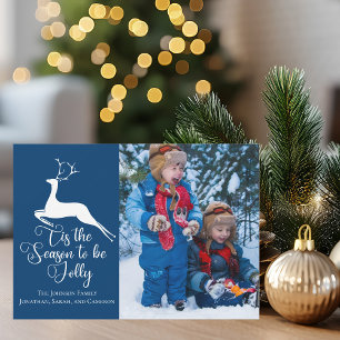 Cartão De Festividades Foto da família azul Esta é a estação para ser Jol