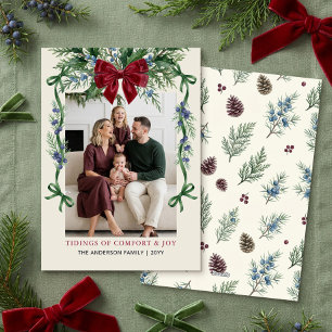 Cartão De Festividades Foto da Família Botânica com Laço Vermelho Grandmi