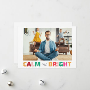Cartão De Festividades Foto da Família Calma e Bright Engraçada Natal