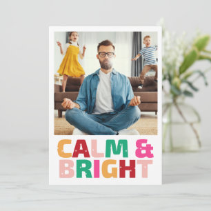 Cartão De Festividades Foto da Família Calma e Bright Engraçada Natal