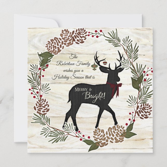 Cartão De Festividades Foto da família Collage Wood Farmhouse Natal (Frente)