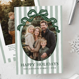 Cartão De Festividades Foto da Família com Laço Coquete Desenhado à Mão C