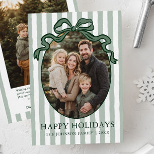 Cartão De Festividades Foto da Família com Laço Coquete Desenhado à Mão C