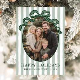 Cartão De Festividades Foto da Família com Laço Coquete Desenhado à Mão C