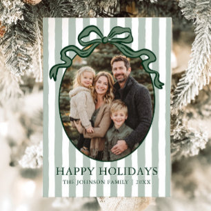 Cartão De Festividades Foto da Família com Laço Coquete Desenhado à Mão C