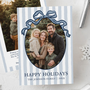 Cartão De Festividades Foto da Família com Laço Coquete Desenhado à Mão C