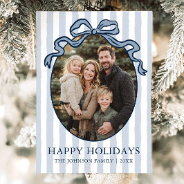 Cartão De Festividades Foto da Família com Laço Coquete Desenhado à Mão C