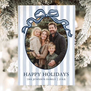 Cartão De Festividades Foto da Família com Laço Coquete Desenhado à Mão C