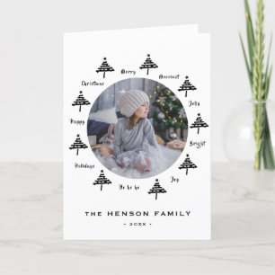 Cartão De Festividades Foto da família da Feliz branca e preta da árvore