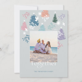 Cartão De Festividades Foto da família da floresta de Natal Pastel