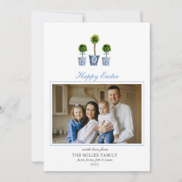 Cartão De Festividades Foto da família da Páscoa das topiares Elegante
