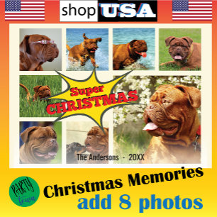 Cartão De Festividades Foto da família de 8 fotos ✨ Natal personalizado