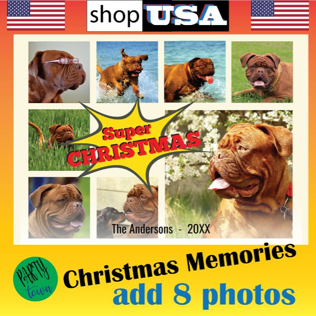 Cartão De Festividades Foto da família de 8 fotos ✨ Natal personalizado (Criador carregado)