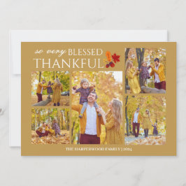 Cartão De Festividades Foto da família de ação de graças Elegante Script 