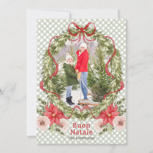Cartão De Festividades Foto da Família de Arcos Florais Buon Natale Water