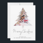 Cartão De Festividades Foto da família de árvores Calendário 2026 Feliz N<br><div class="desc">Foto da família em uma máscara em forma de árvore 2025 Script de calendário Feliz Natal. Celebre a temporada em estilo com este cartão de Natal fotográfico moderno com sua própria imagem enquadrada em uma festiva forma de árvore de Natal! Este design de cartão de feriado minimalista coloca sua foto...</div>
