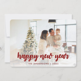 Cartão De Festividades Foto da família de Felizes anos novos Elegant Call