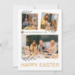 Cartão De Festividades Foto da família de Felzs pascoa Elegante Modern Bl
