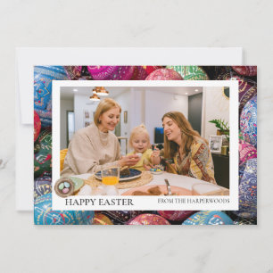 Cartão De Festividades Foto da família de Felzs pascoa Elegante Modern Sc