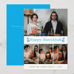 Cartão De Festividades Foto da família de Hanukkah feliz minimalista e el