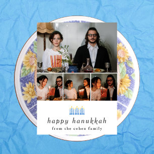 Cartão De Festividades Foto da família de Hanukkah feliz minimalista e el
