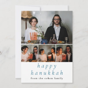 Cartão De Festividades Foto da família de Hanukkah feliz minimalista e el
