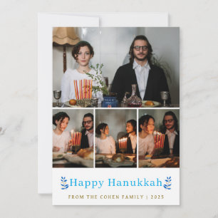 Cartão De Festividades Foto da família de Hanukkah feliz minimalista e el
