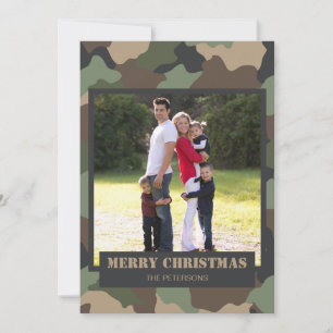 Cartão De Festividades Foto da Família de Natal Camo Camuflage Militar