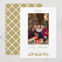 Cartão De Festividades Foto da família de Natal Chic Moderna Elegante Esp