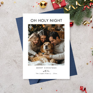 Cartão De Festividades Foto da Família de Natal da Noite Mínima