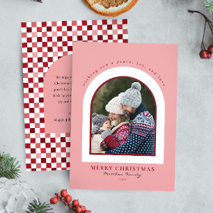 Cartão De Festividades Foto da família de Natal de Arch Minimalista