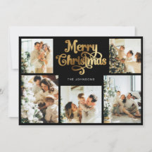 Foto da família de Natal Dourada e Preta