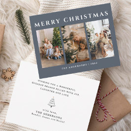 Cartão De Festividades Foto da família de Natal Dusty Blue