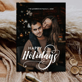 Cartão De Festividades Foto da família de Natal feliz moderno Tartan