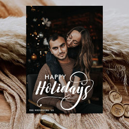 Cartão De Festividades Foto da família de Natal feliz moderno Tartan