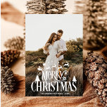Cartão De Festividades Foto da família de Natal feliz moderno Tartan<br><div class="desc">Nome de Foto da Família de Feliz Natal RED TARTAN</div>