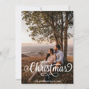 Cartão De Festividades Foto da família de Natal feliz moderno Tartan