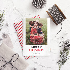 Cartão De Festividades Foto da família de Natal mínima moderna