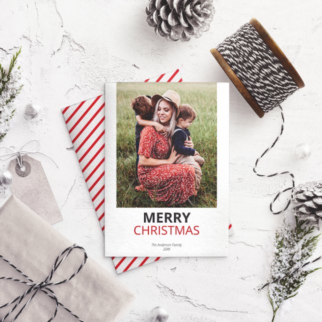 Cartão De Festividades Foto da família de Natal mínima moderna (Criador carregado)