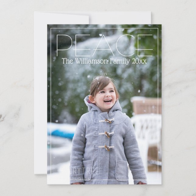 Cartão De Festividades Foto da Família de Natal Simples da Paz (Frente)