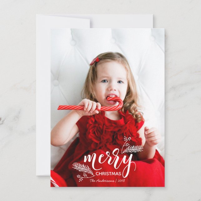 Cartão De Festividades Foto da família de pinos e pinheiros de Natal Holl (Frente)