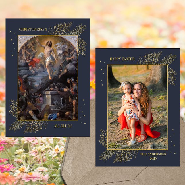 Cartão De Festividades Foto da família de ressurreição de Jesus, Páscoa c (Baroque Religious Christian Catholic Easter Jesus Christ Resurrection Family Photo Holiday Card)