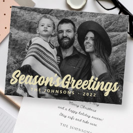 Cartão De Festividades Foto da família de saudação de script cursivo mode