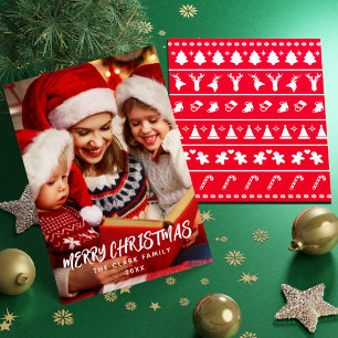 Cartão De Festividades Foto da Família de Script de Pincel Moderno Minima