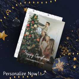 Cartão De Festividades Foto da família de scripts de Natal do Na moda mod