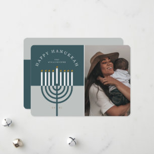 Cartão De Festividades Foto da Família de Velas Feliz Hanukkah Modern Men