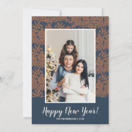 Cartão De Festividades Foto da família do Feliz ano novo Botânico moderno