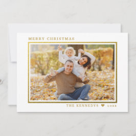 Cartão De Festividades Foto da família do Quadro 2 Dourado moderno Feliz