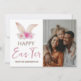 Cartão De Festividades Foto da família Easter Eggs, Bênçãos de Páscoa Ele